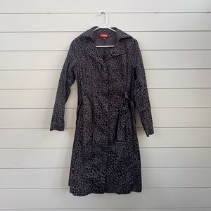 Kirna Zabete Charcoal Leopard Trench Coat